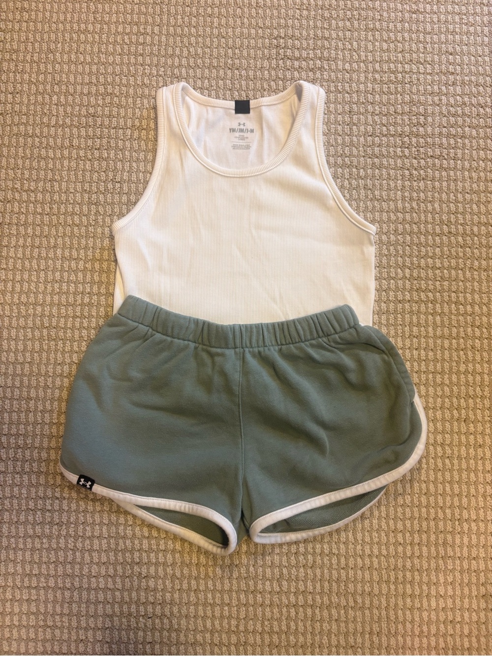 Under Armour Girls Light Sage Green Athletic Halter Top and Shorts